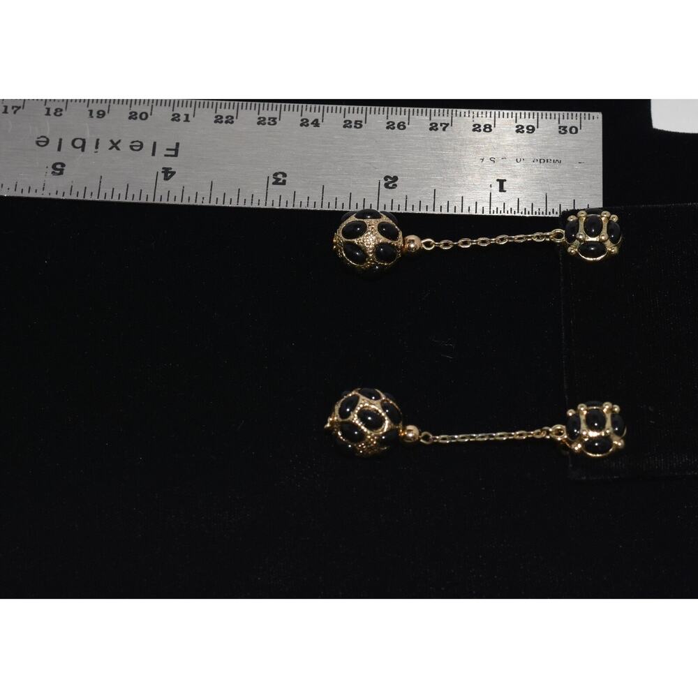 Kenneth Jay Lane Kjl Black Cabochon Dangling Ball… - image 2